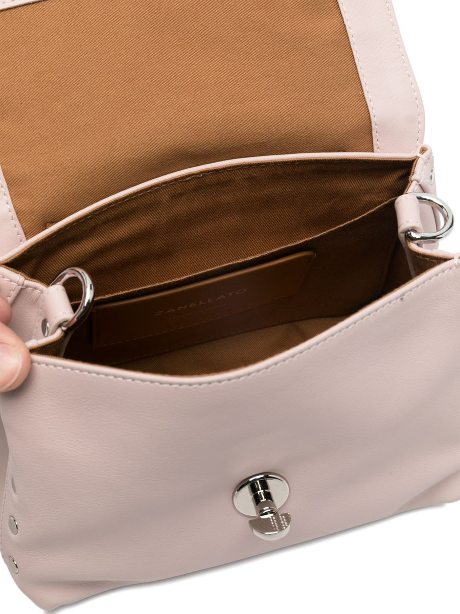 Postina Baby Bag Zanellato Pink Leather Compact Luxury Handbag For Moms With Detachable Strap