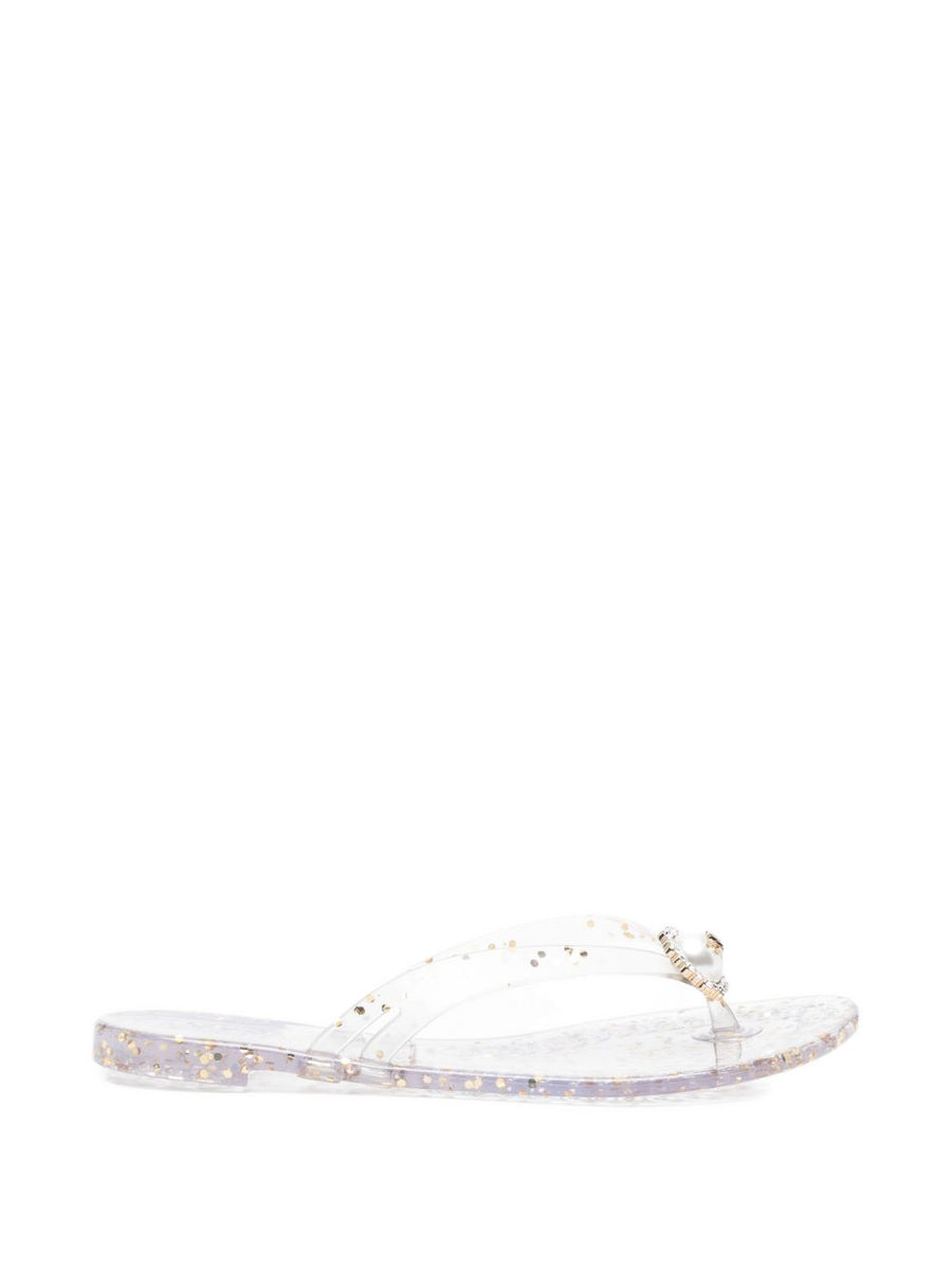 Casadei Jelly Glitter Thong Flip Flops Light Blue PVC Sandals Women