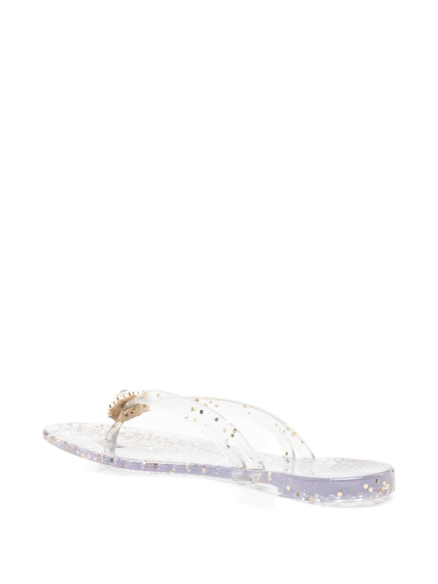Casadei Jelly Glitter Thong Flip Flops Light Blue PVC Sandals Women