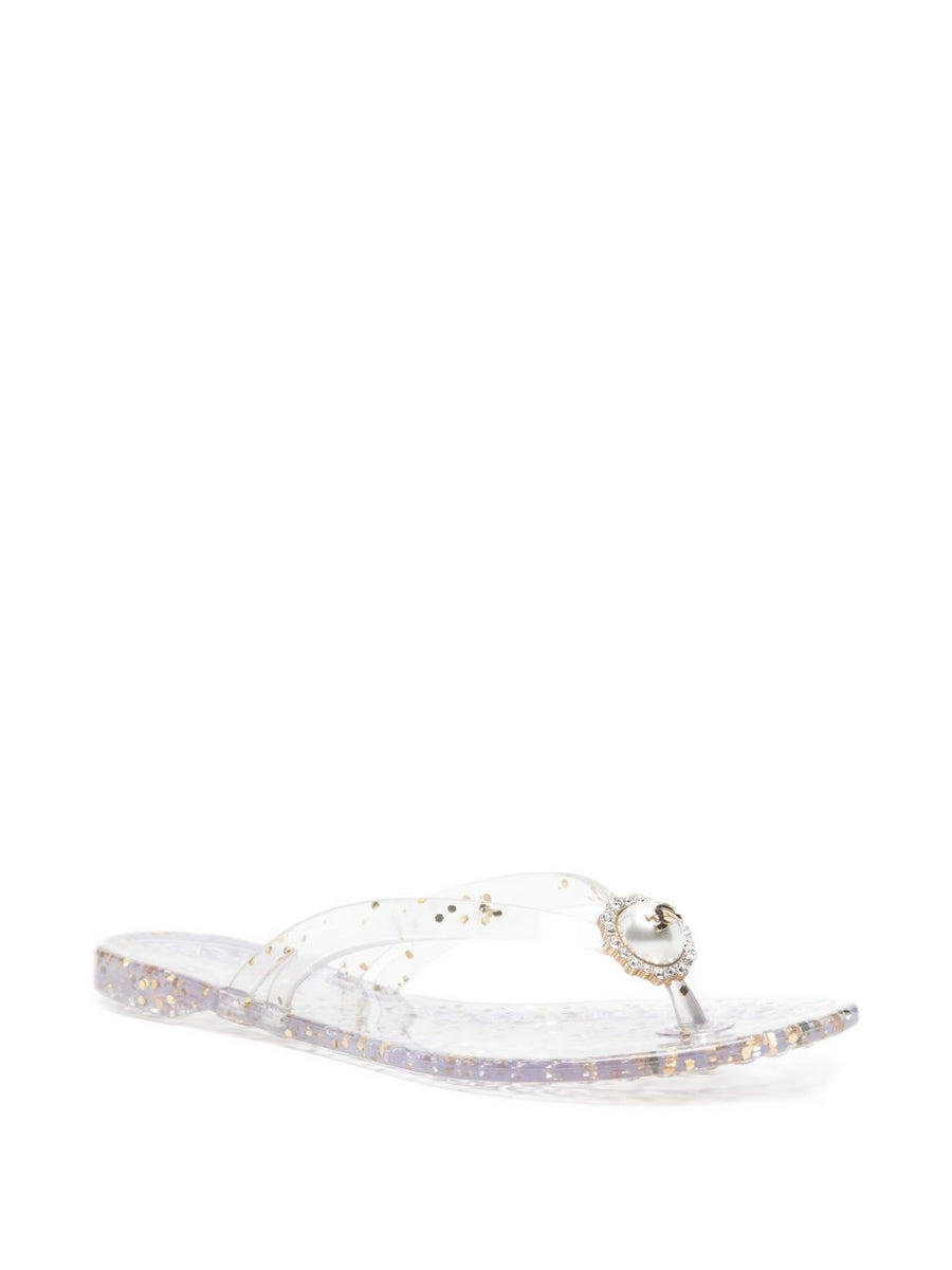 Casadei Jelly Glitter Thong Flip Flops Light Blue PVC Sandals Women