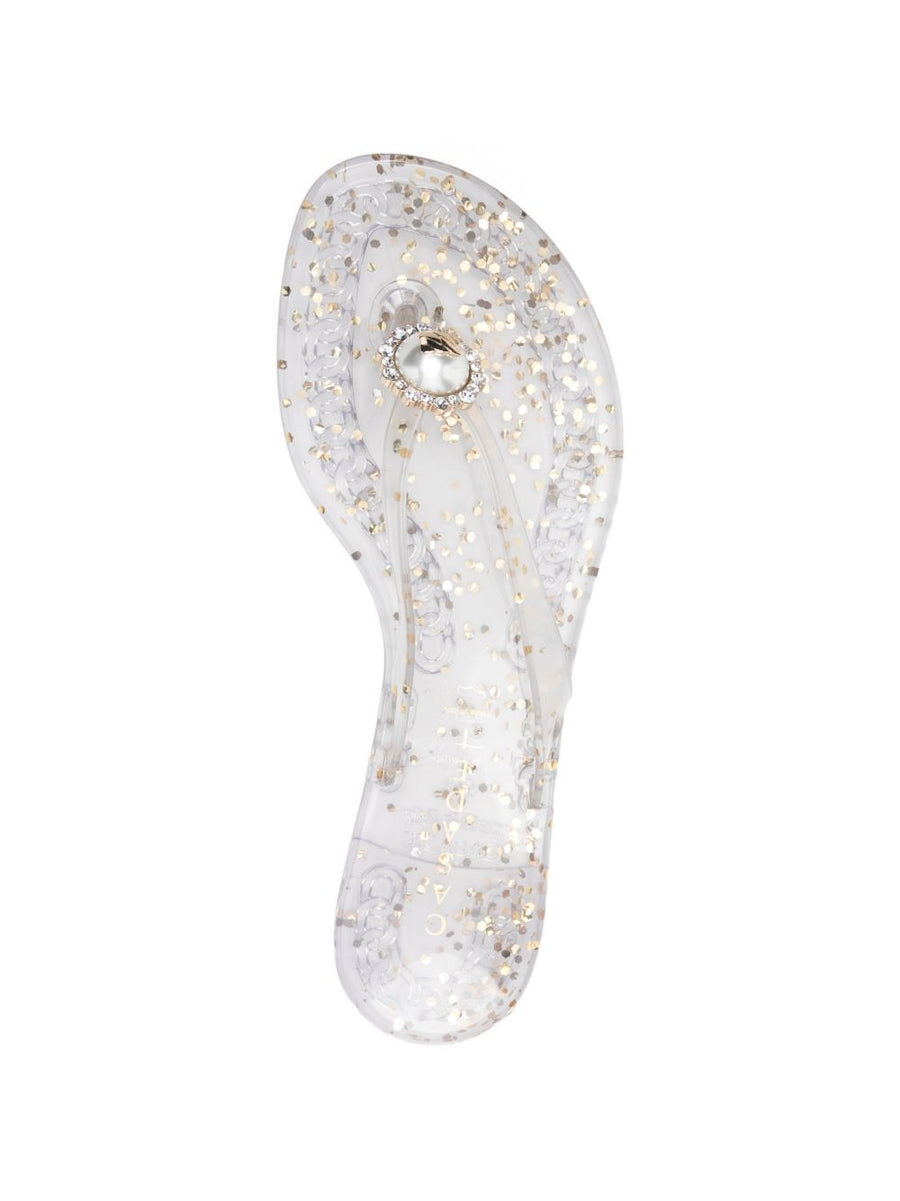 Casadei Jelly Glitter Thong Flip Flops Light Blue PVC Sandals Women