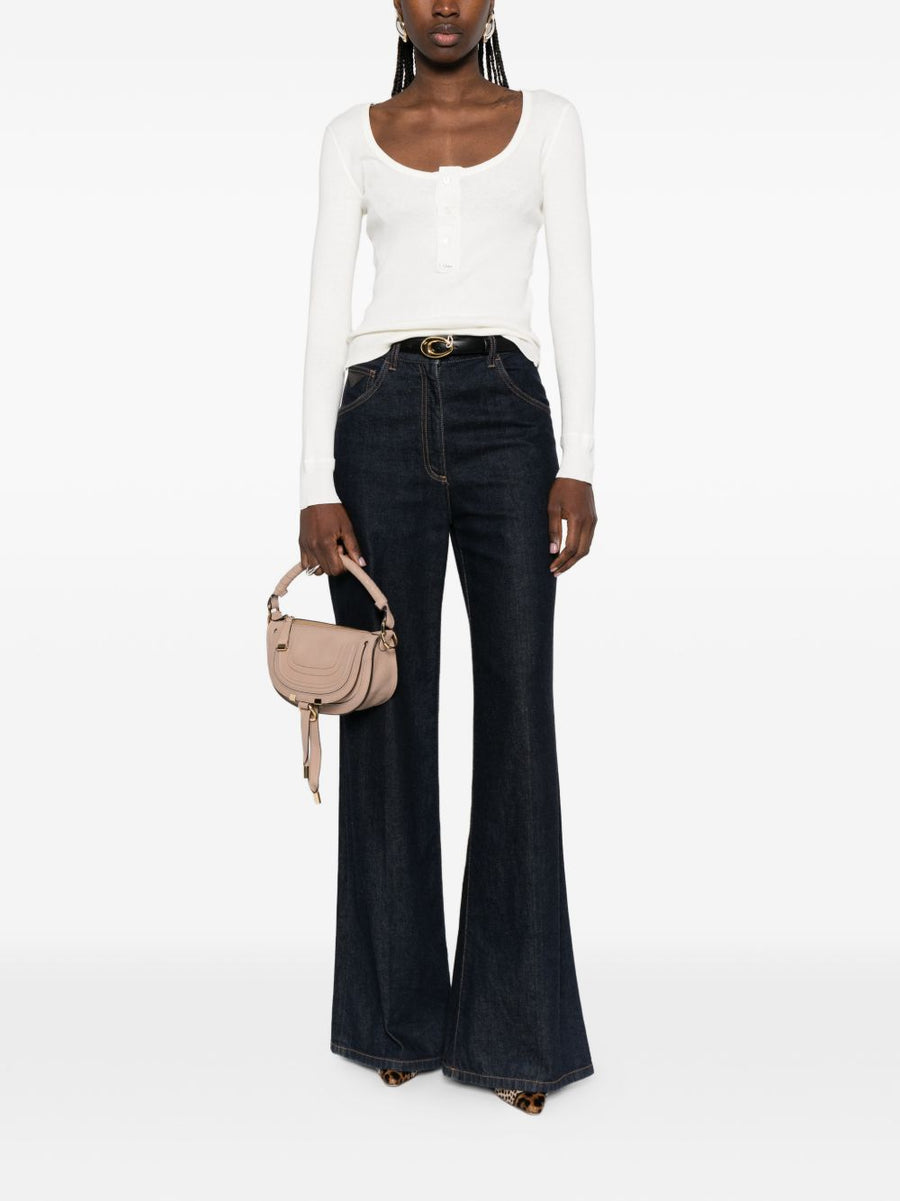 Chloé 100 Percent Cotton Sweater For Women Breathable Everyday Luxe Front Button Knit Natural White