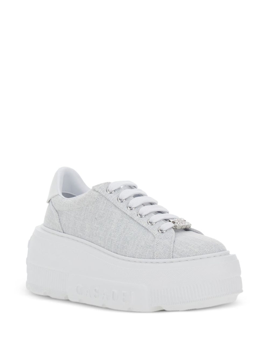 Casadei Nexus Sneakers For Women Beige Platform With Embellished Details And Padded Heel Comfort