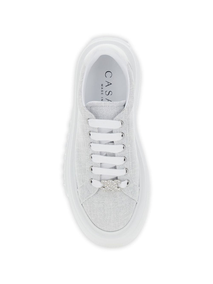 Casadei Nexus Sneakers For Women Beige Platform With Embellished Details And Padded Heel Comfort