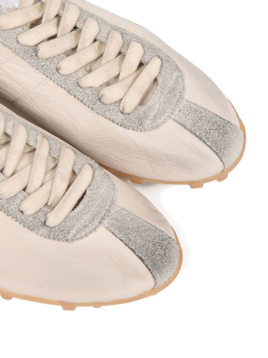 Maison Margiela Sprinters Low Sneakers Ecru Suede Leather