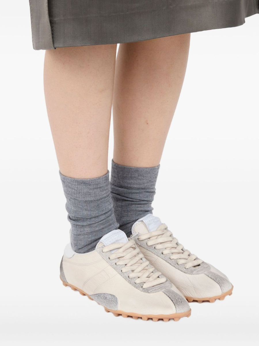 Maison Margiela Sprinters Low Sneakers Ecru Suede Leather