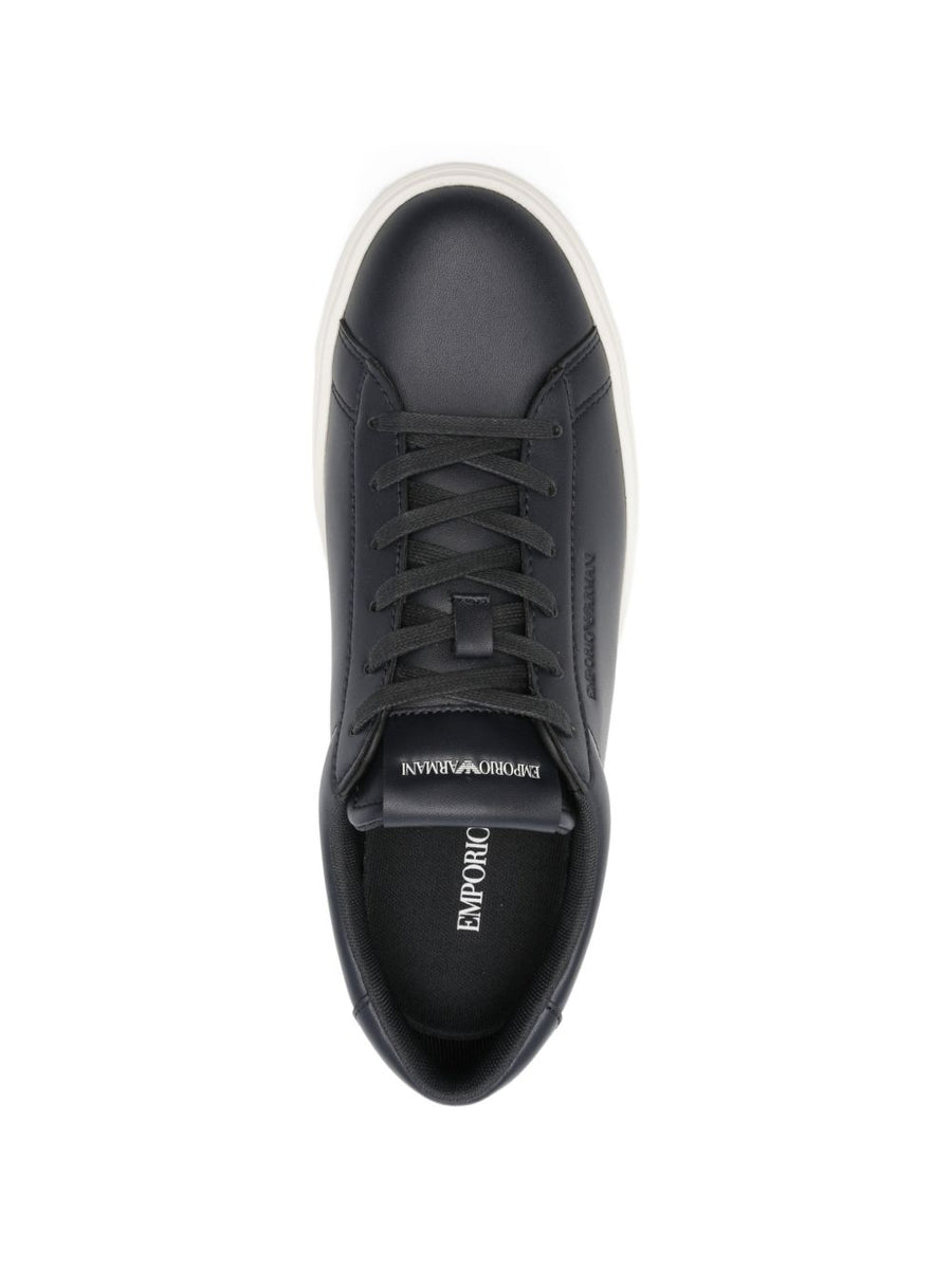 Emporio Armani Navy Leather Sneakers For Men Luxury Casual