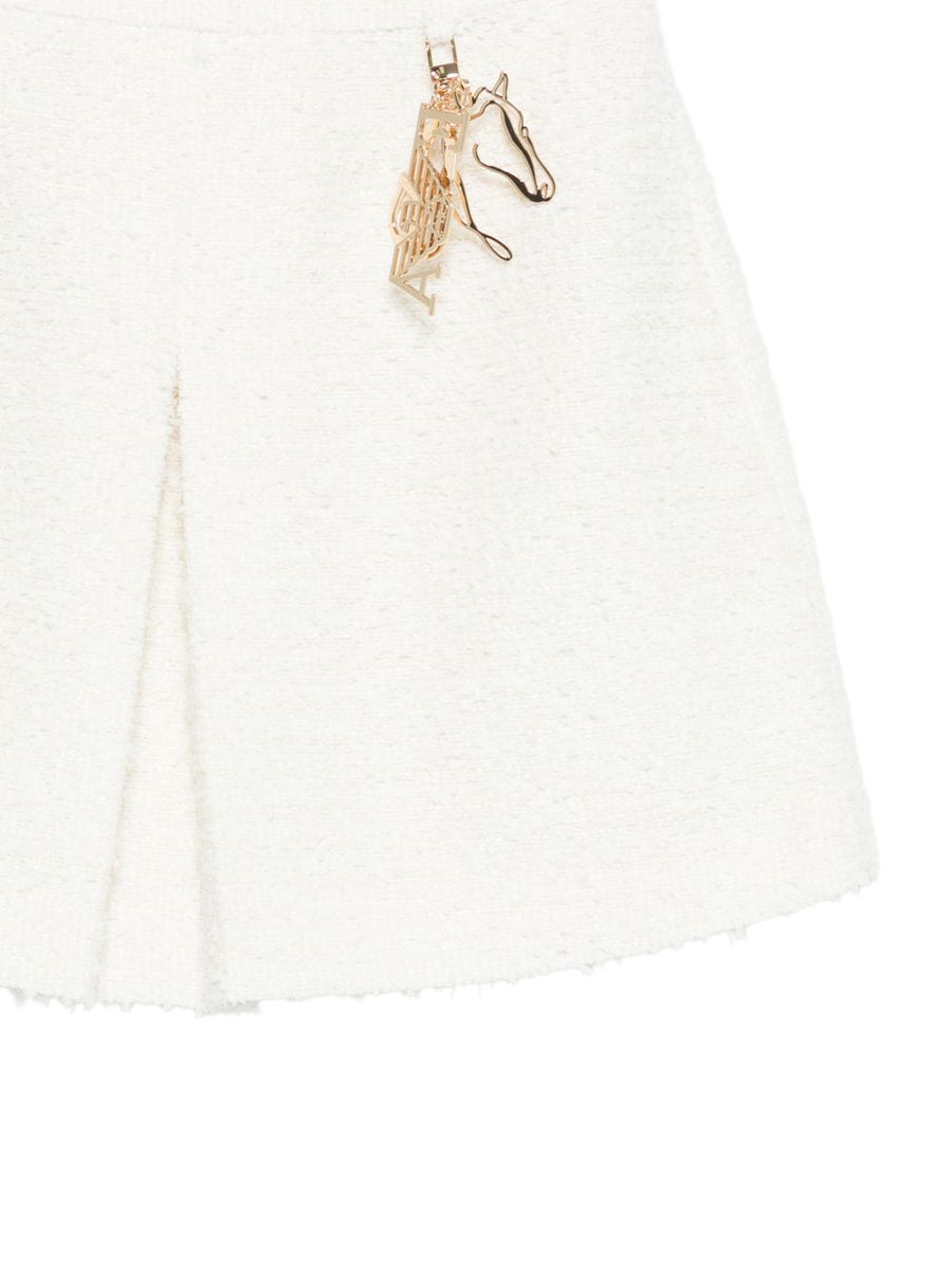 Emporio Armani Tweed Mini Skirt For Women Luxurious Textured Aline Silhouette With Horse Detail