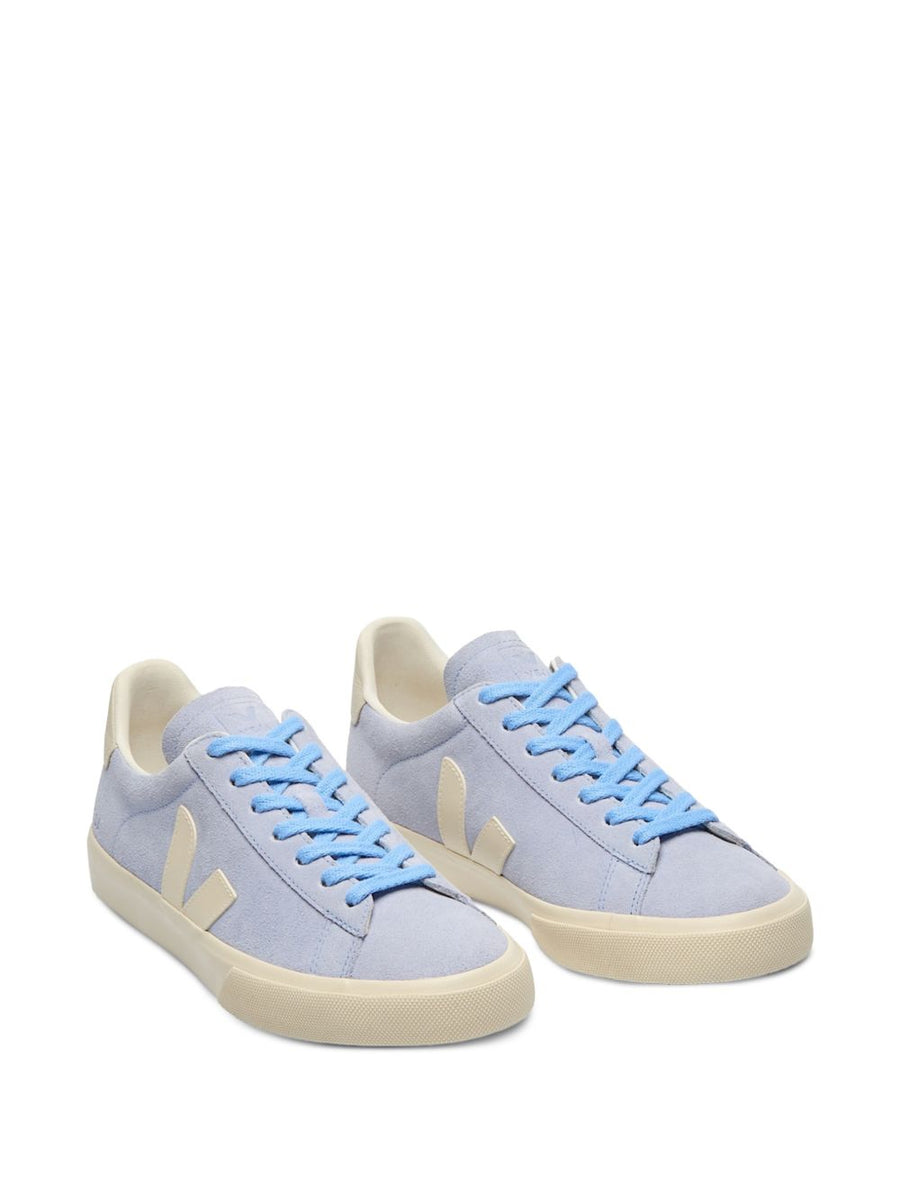 Veja Campo Suede Olympe Pierre Sneakers For Women, Leather Panelled Upper, 2 cm Heel, Silver Detail