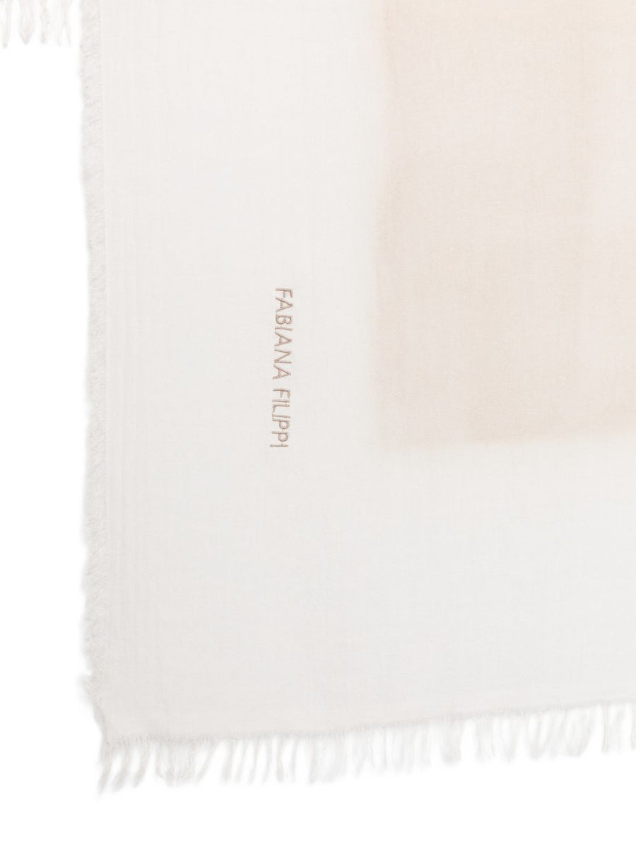 Fabiana Filippi White Modal Cashmere Scarf For Women Luxurious Lightweight With Fringed Edge
