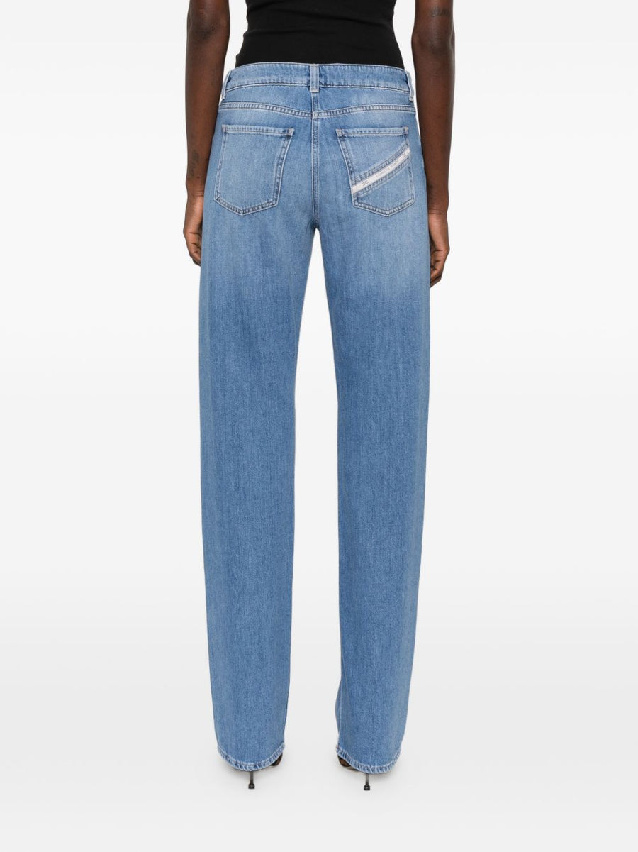 Elisabetta Franchi Denim Jeans For Women One Hundred Percent Cotton Light Blue Luxurious Branding Details