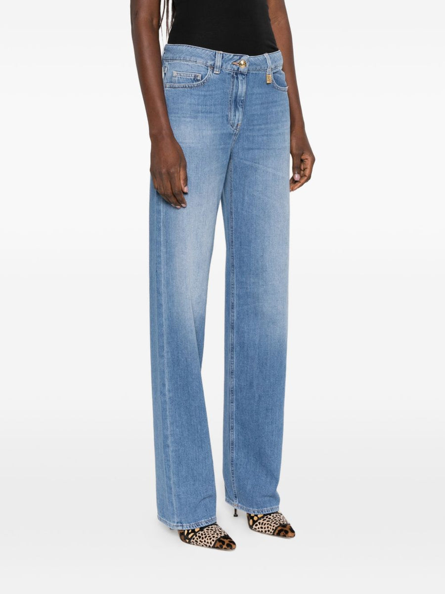 Elisabetta Franchi Denim Jeans For Women One Hundred Percent Cotton Light Blue Luxurious Branding Details