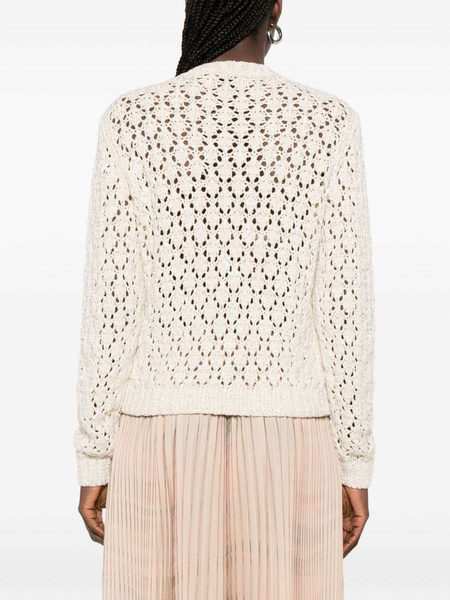Fabiana Filippi Open Knit Cotton Crewneck Sweater Women