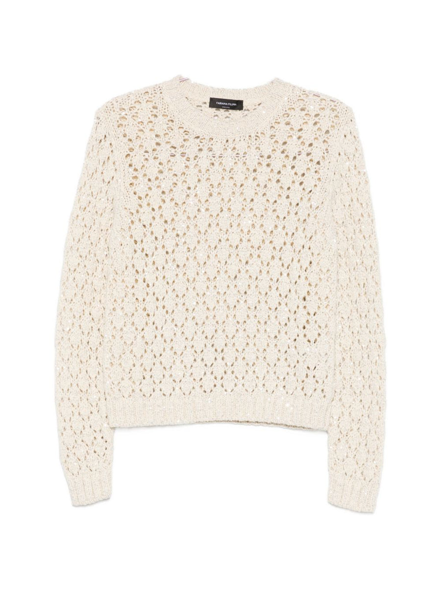 Fabiana Filippi Open Knit Cotton Crewneck Sweater Women