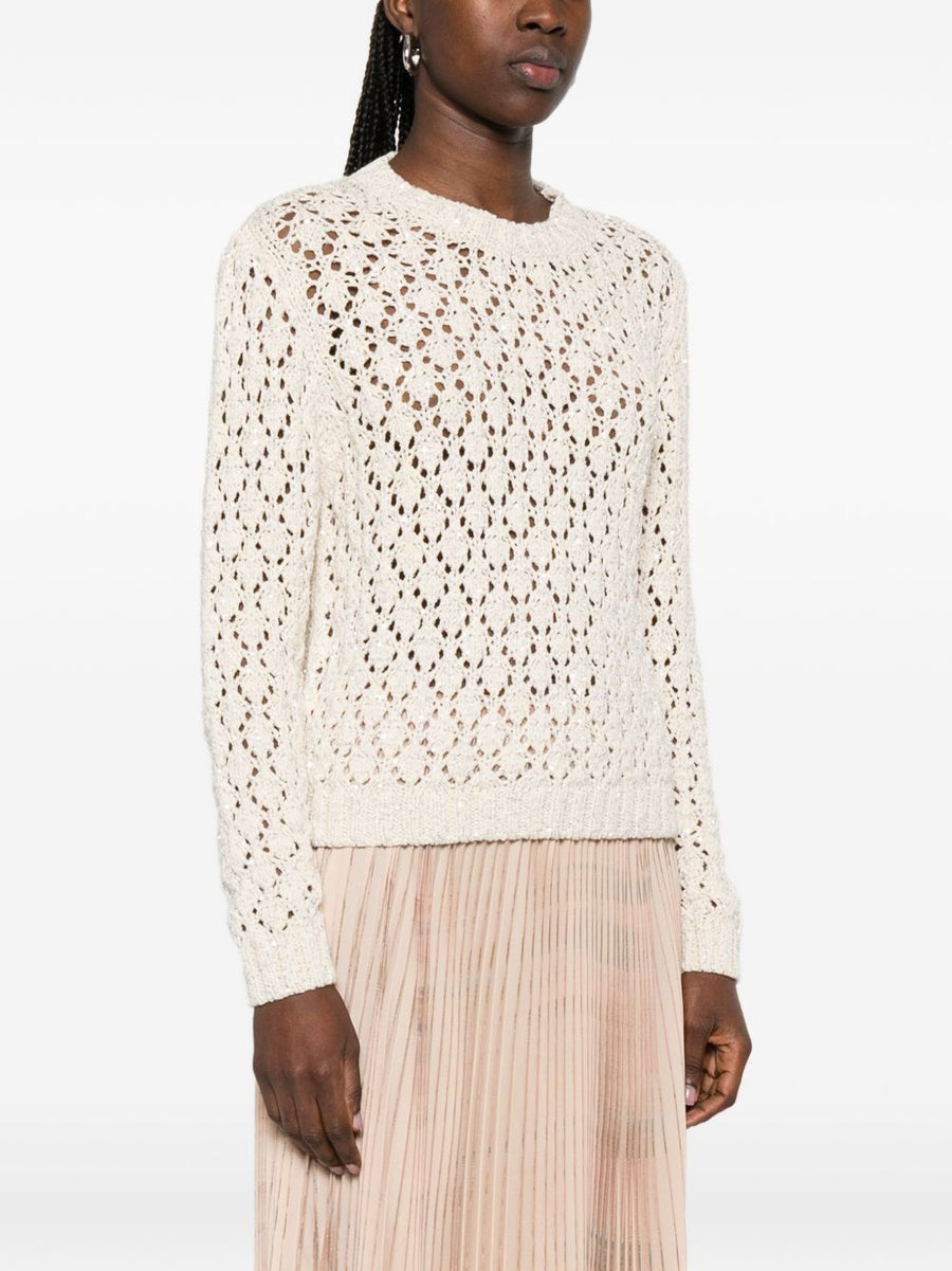 Fabiana Filippi Open Knit Cotton Crewneck Sweater Women