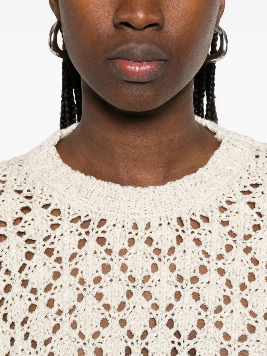 Fabiana Filippi Open Knit Cotton Crewneck Sweater Women