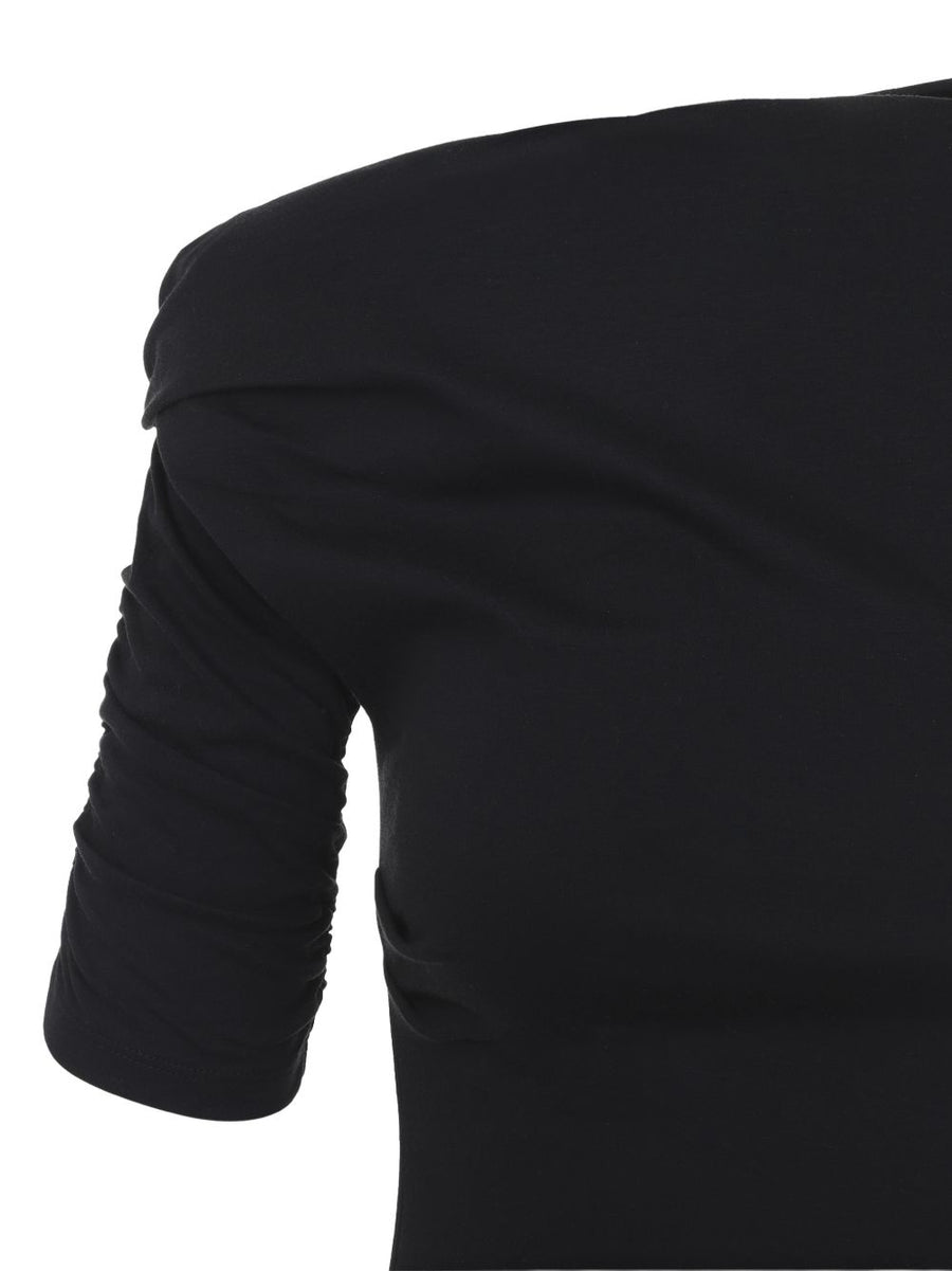 Jacquemus La Mini Robe Drapeado One Shoulder Dress Black Ruched Silhouette For Women