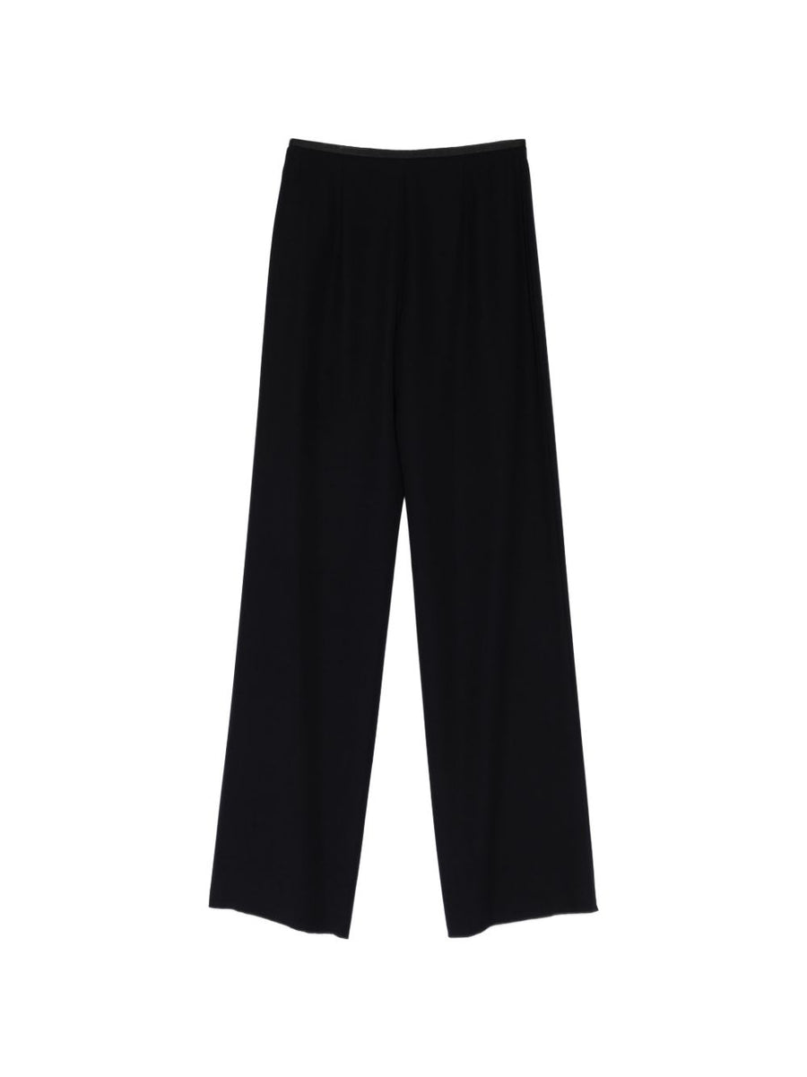 Emporio Armani Tech Cady Straight-Leg Trousers Navy For Women Polished Office To Evening Versatility