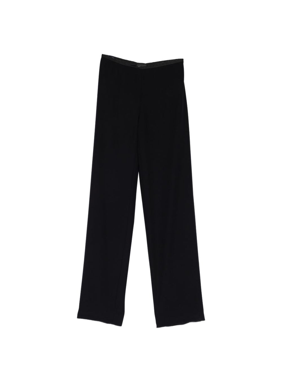 Emporio Armani Tech Cady Straight-Leg Trousers Navy For Women Polished Office To Evening Versatility