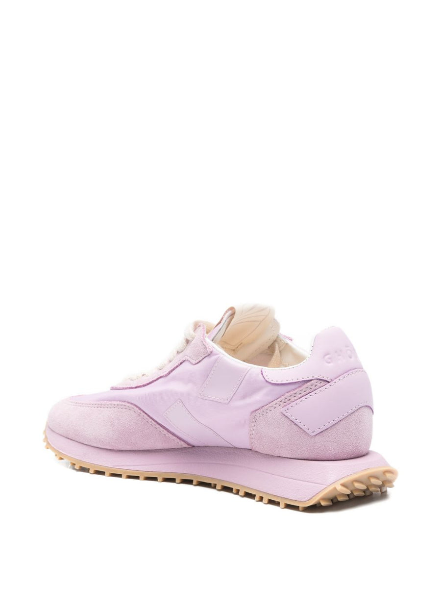 Ghoud Rush Sneakers For Women Pink Logo 2cm Heel Premium Calf Leather And Suede Refined Casual Luxury