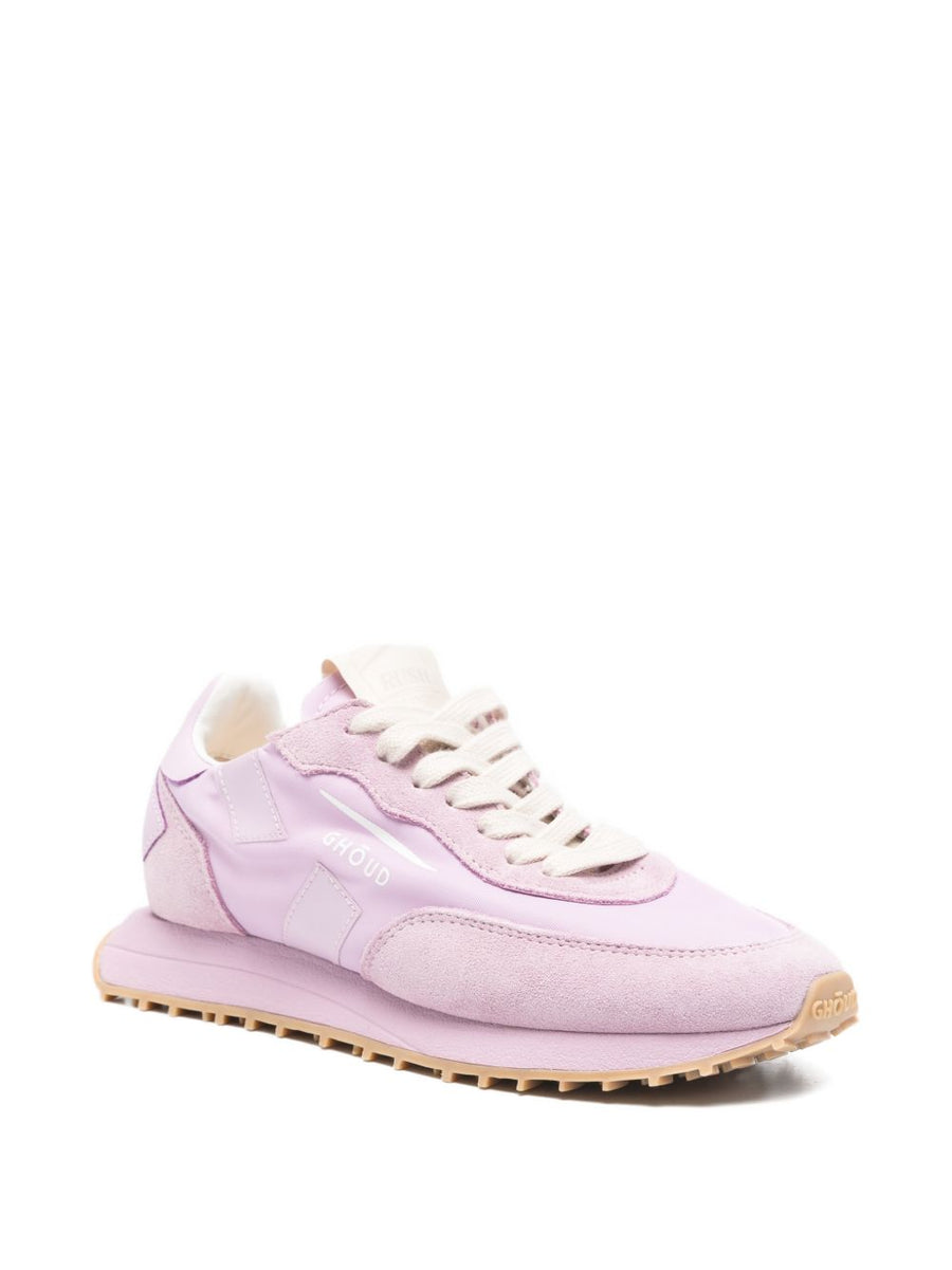 Ghoud Rush Sneakers For Women Pink Logo 2cm Heel Premium Calf Leather And Suede Refined Casual Luxury