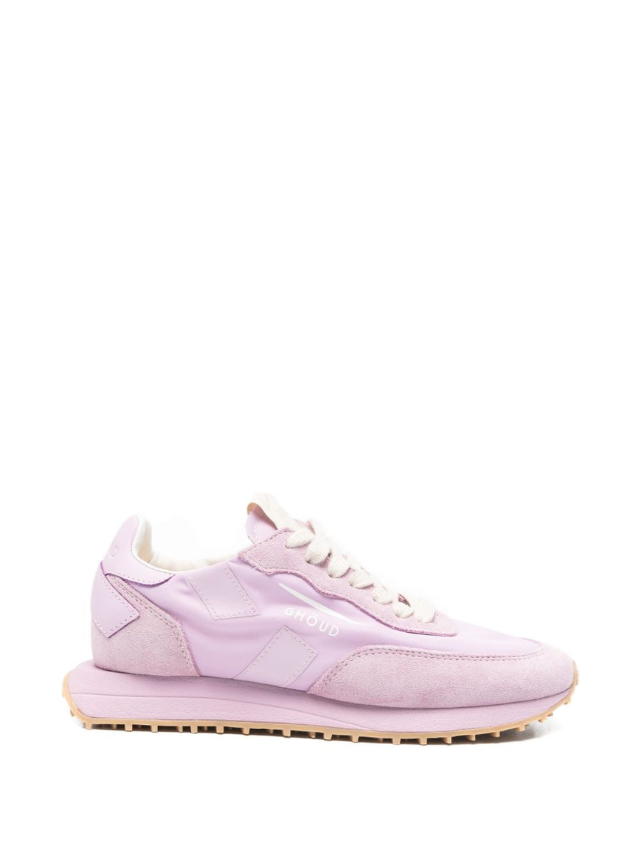 Ghoud Rush Sneakers For Women Pink Logo 2cm Heel Premium Calf Leather And Suede Refined Casual Luxury