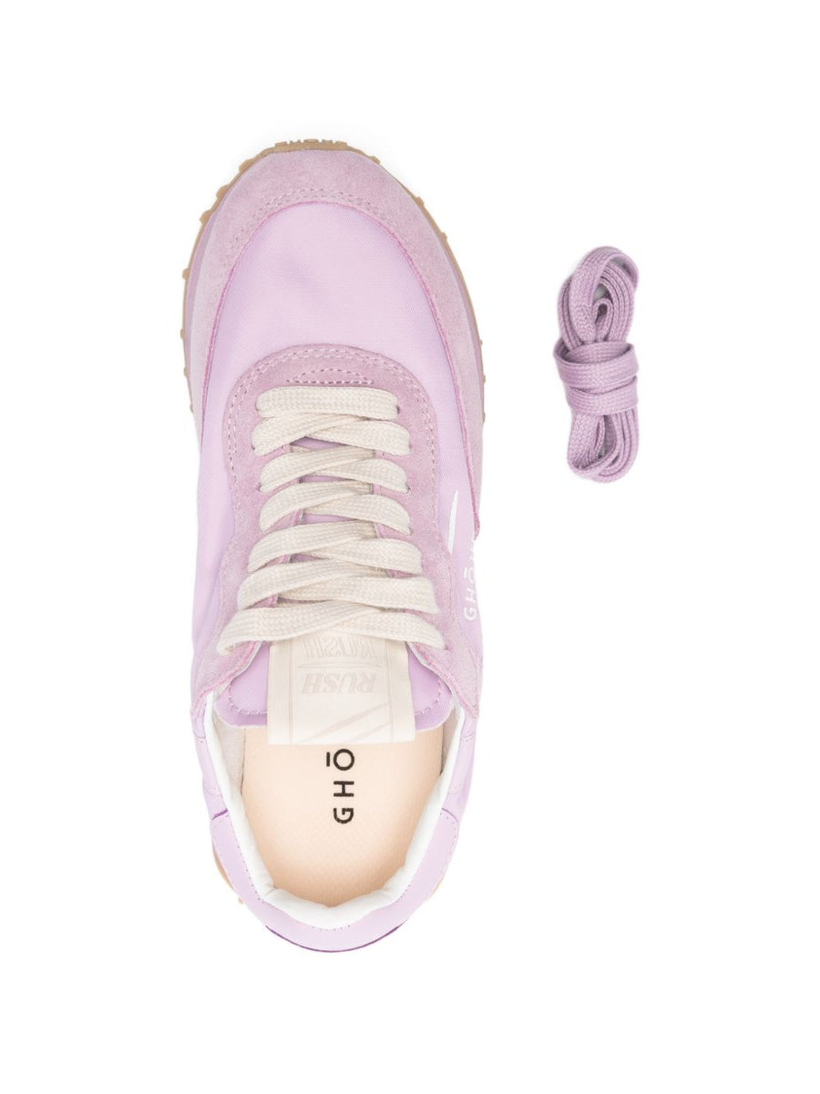 Ghoud Rush Sneakers For Women Pink Logo 2cm Heel Premium Calf Leather And Suede Refined Casual Luxury
