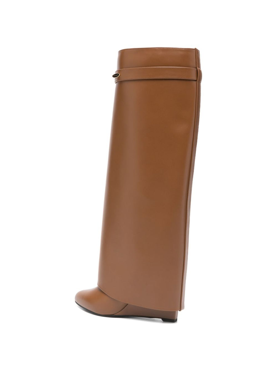 Givenchy Shark Pinch Leather Boots For Women Luxury Calf Leather Gold Tone Hardware Wedge Heel Office To Weekend Wear