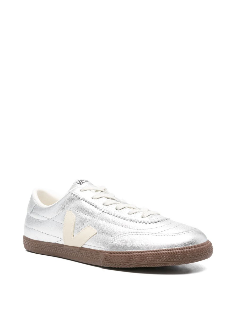 Veja Panenka Leather Sneakers Women Lace Up Silver Metallic