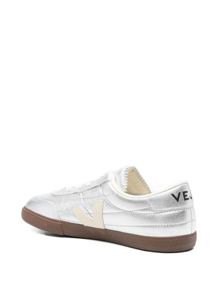 Veja Panenka Leather Sneakers Women Lace Up Silver Metallic