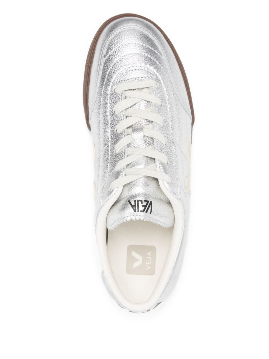 Veja Panenka Leather Sneakers Women Lace Up Silver Metallic