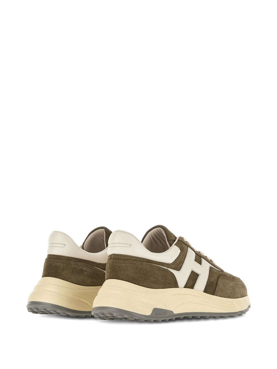 Hogan Hyperlight Sneakers for Men Lightweight Luxury in Green Calf Suede and Lambskin