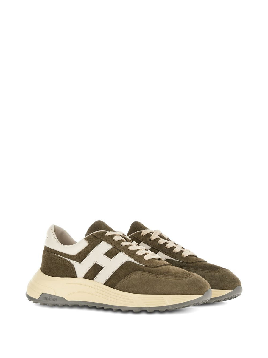 Hogan Hyperlight Sneakers for Men Lightweight Luxury in Green Calf Suede and Lambskin