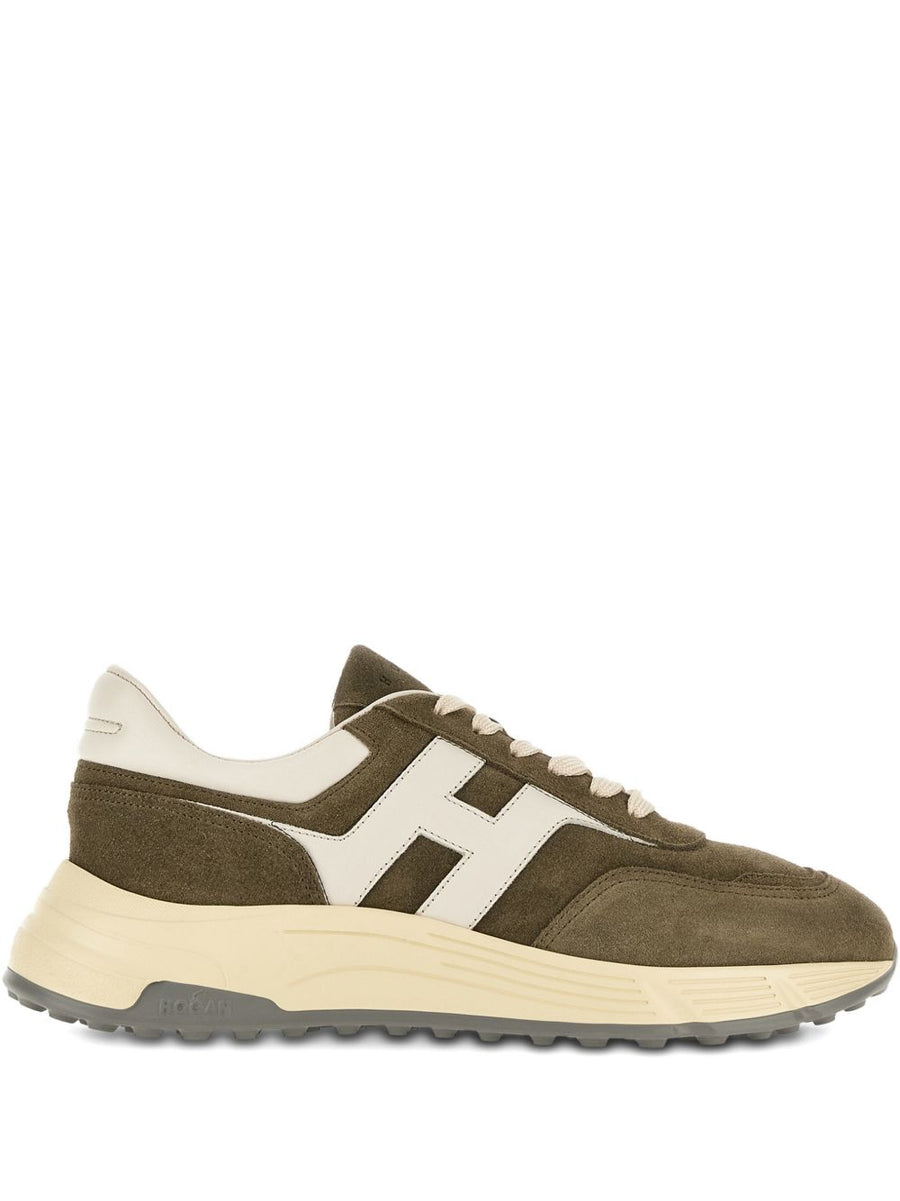 Hogan Hyperlight Sneakers for Men Lightweight Luxury in Green Calf Suede and Lambskin