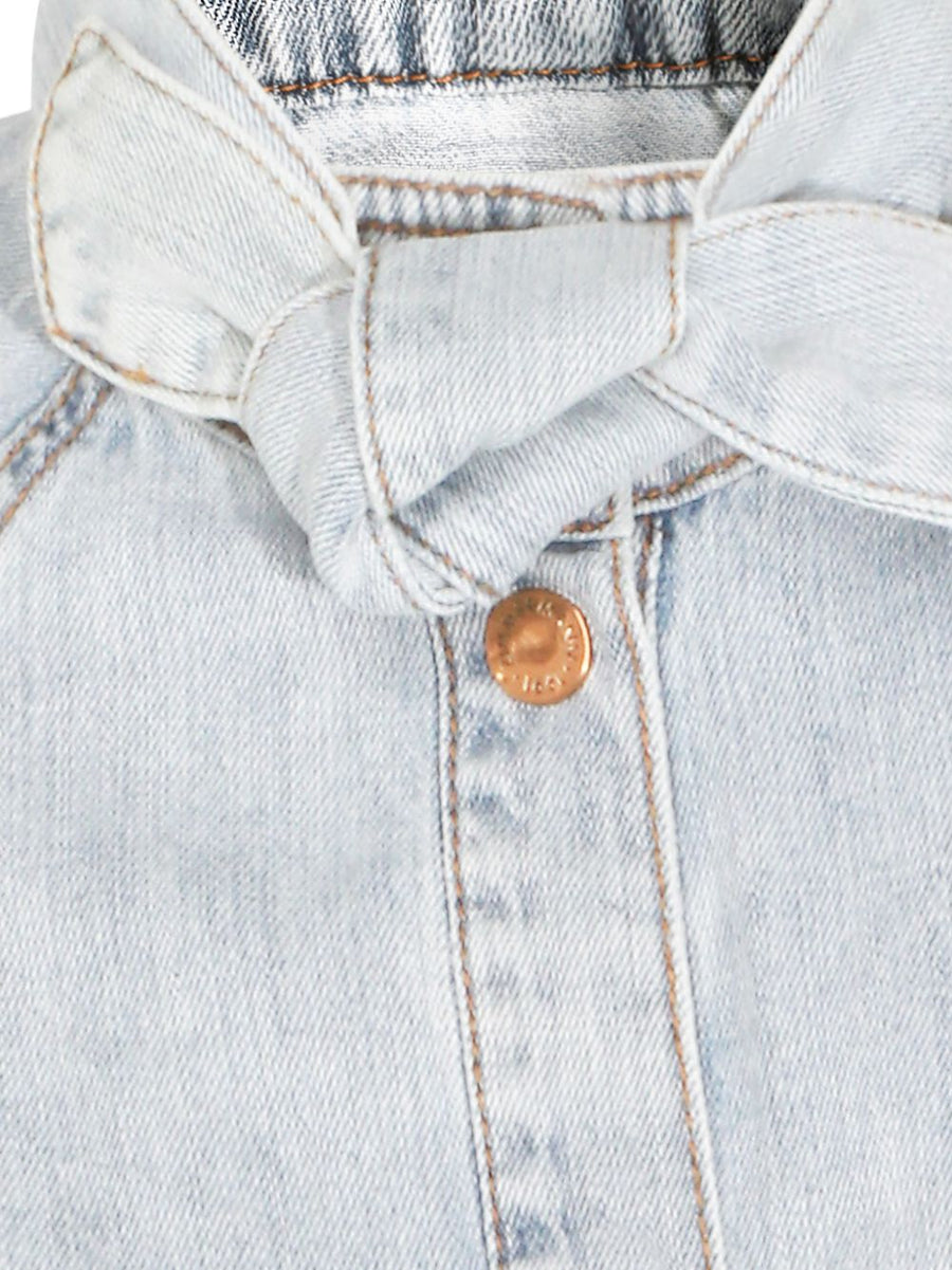 Zimmermann Bow Tie Denim Top For Women Breathable 100 Percent Cotton Versatile Spring Summer Top