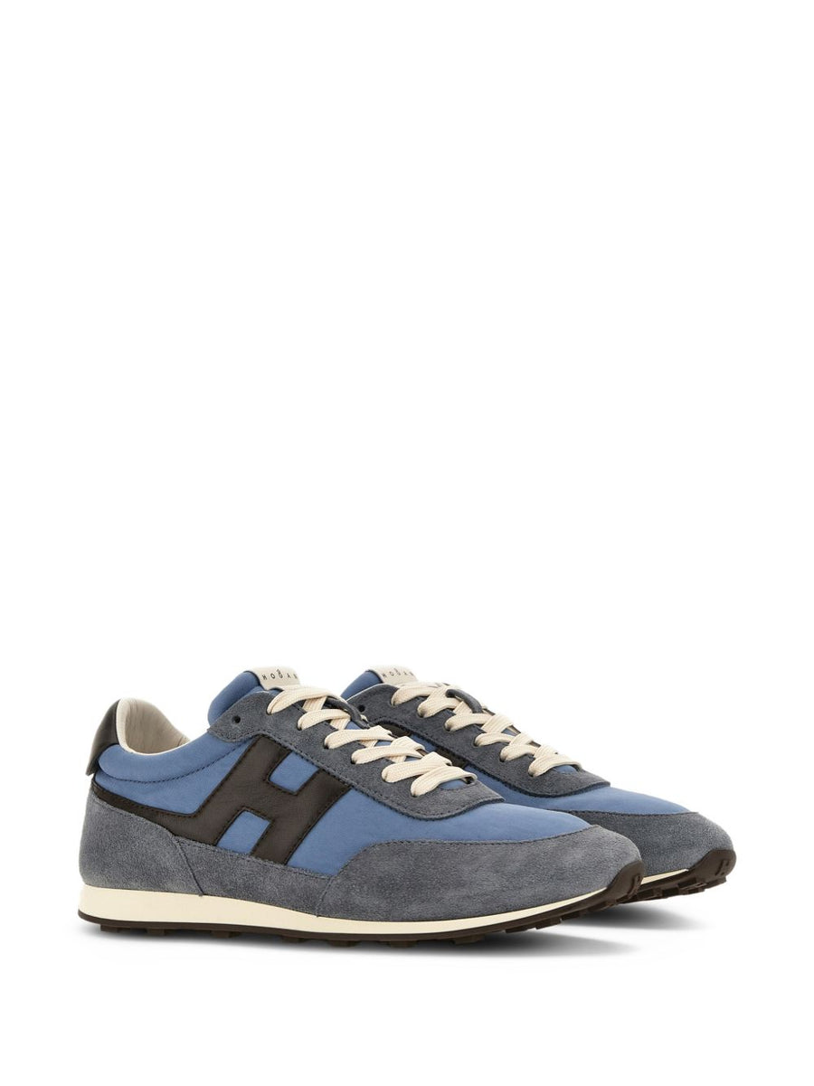 Hogan H699 Sneakers For Men In Light Blue Premium Calfskin And Sheepskin With Signature Blue Logo Patch