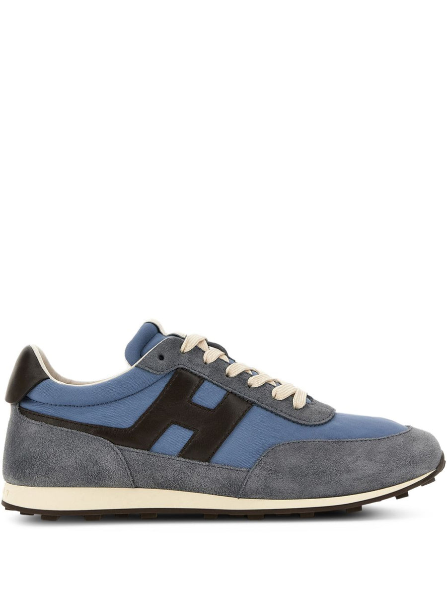 Hogan H699 Sneakers For Men In Light Blue Premium Calfskin And Sheepskin With Signature Blue Logo Patch