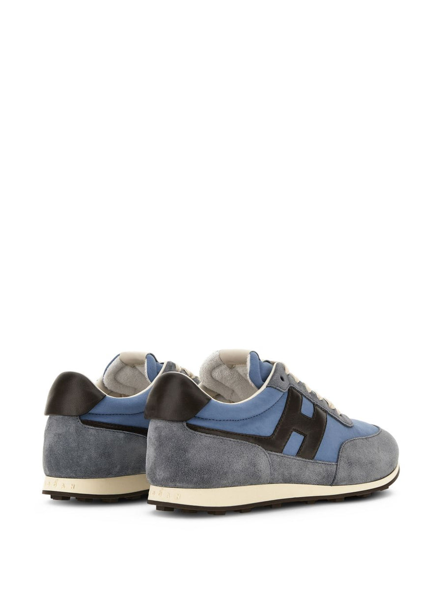 Hogan H699 Sneakers For Men In Light Blue Premium Calfskin And Sheepskin With Signature Blue Logo Patch