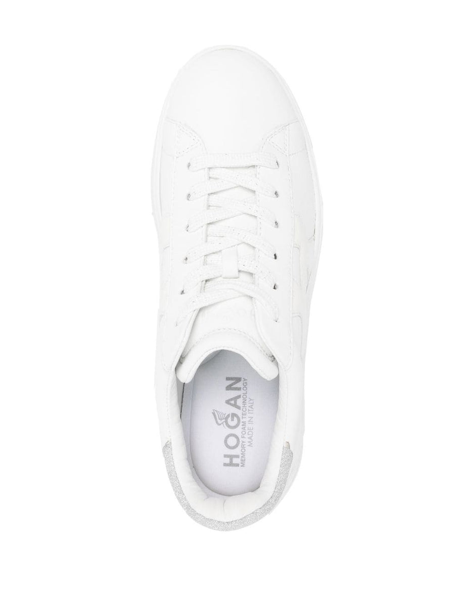 Hogan Rebel Sneakers White Leather Platform For Women With 3.5cm Heel And 2cm Platform Luxurious Comfort
