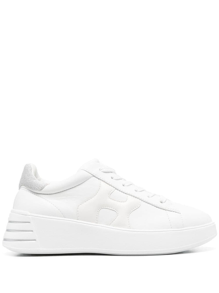 Hogan Rebel Sneakers White Leather Platform For Women With 3.5cm Heel And 2cm Platform Luxurious Comfort