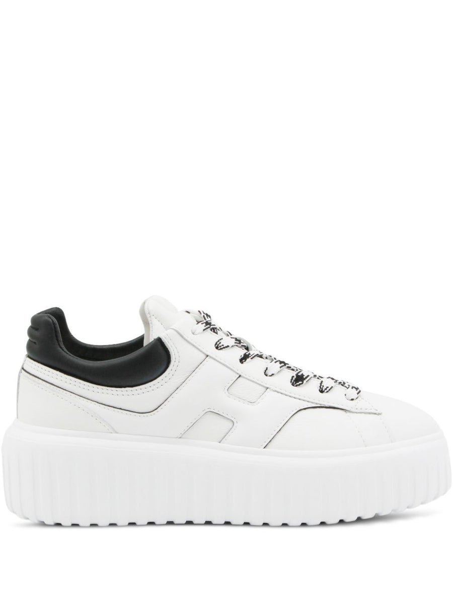 Hogan H Stripes Platform Sneakers White Leather Sculpted 4cm Platform For Women Luxury Everyday Wear