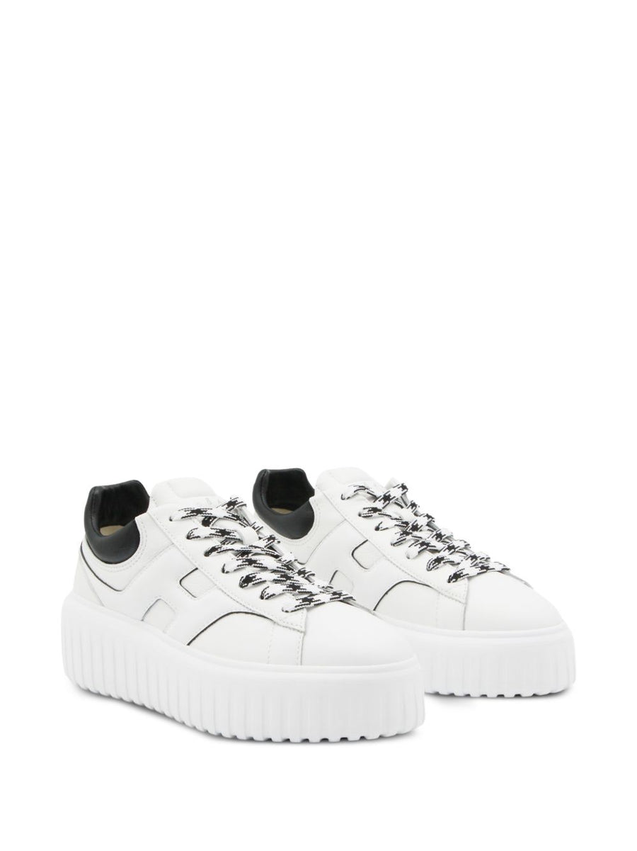 Hogan H Stripes Platform Sneakers White Leather Sculpted 4cm Platform For Women Luxury Everyday Wear