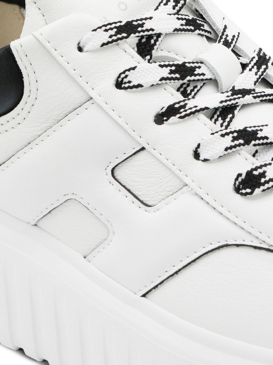 Hogan H Stripes Platform Sneakers White Leather Sculpted 4cm Platform For Women Luxury Everyday Wear