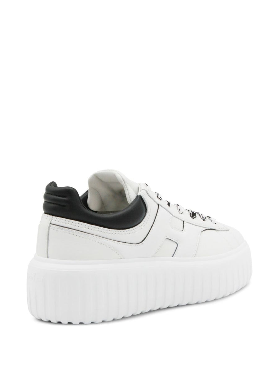 Hogan H Stripes Platform Sneakers White Leather Sculpted 4cm Platform For Women Luxury Everyday Wear