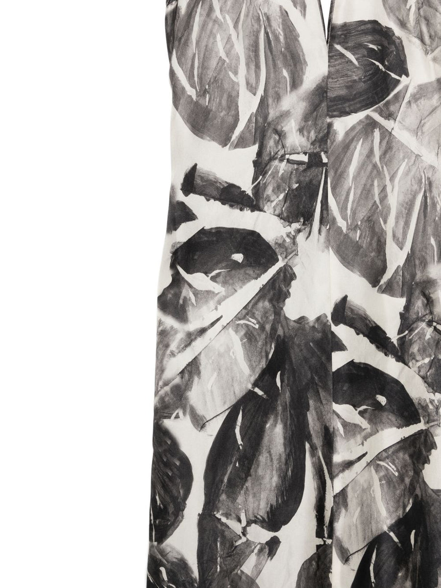 Alysi V-neck print detail sleeveless Printed silk dress