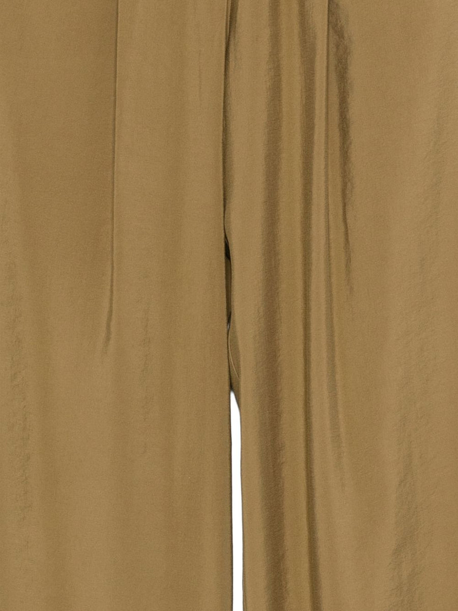 Alysi Wide Leg Trousers For Women Elasticated Waistband Back Pocket Green Soft Modal Blend Effortless Everyday Wear