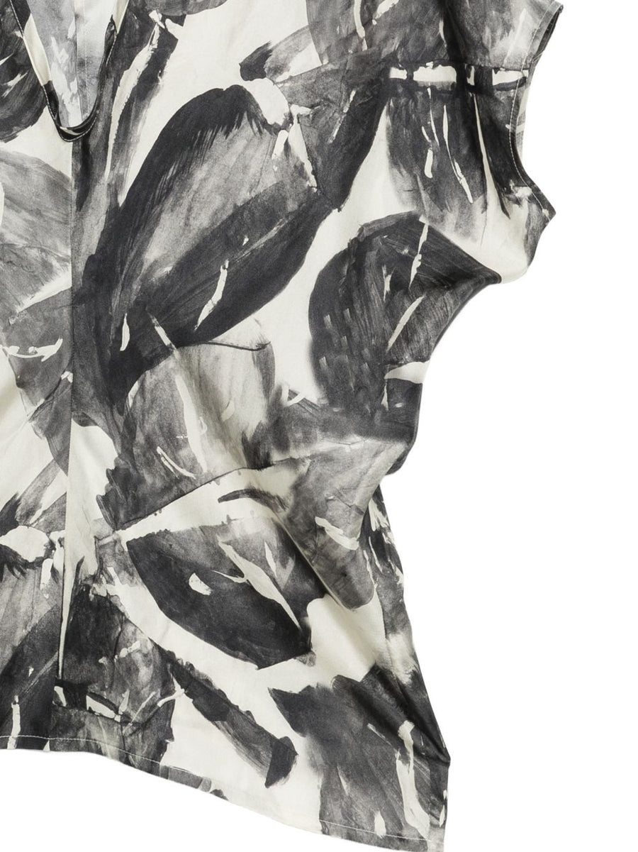 Alysi Printed Silk Shirt For Women V Neck Short Sleeve Luxury Silk Top Resort Wear