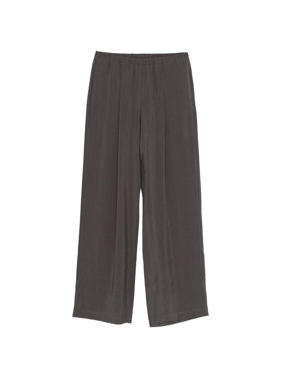 Alysi Wide Leg Trousers For Women Soft Modal Blend Elastic Waist Pockets Versatile Office Wear