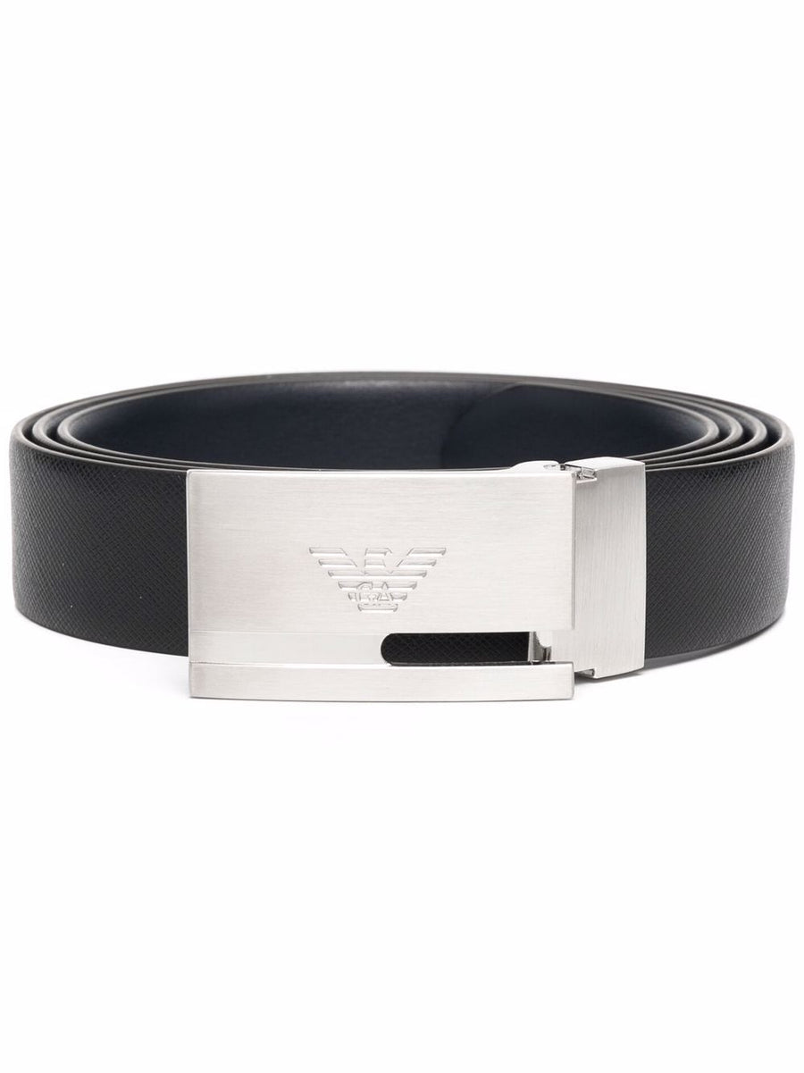 Emporio Armani Leather Belt With Interchangeable Buckle In Saffiano Leather Luxury Gift For Him