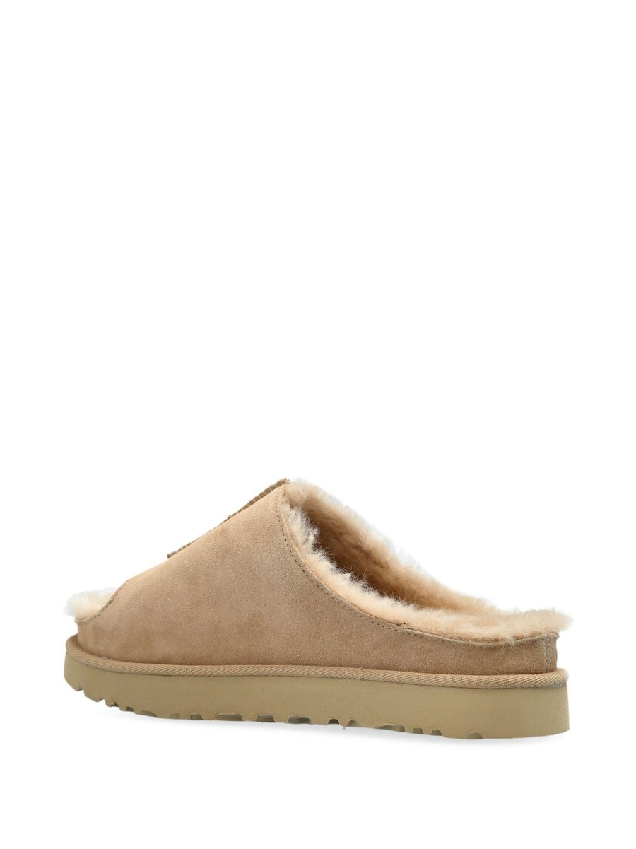 UGG Greenport Slides For Women With Plush Shearling Lining Beige Suede Open Toe Durable Rubber Sole
